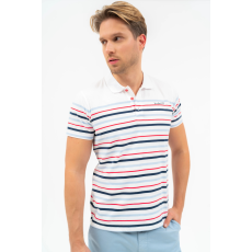 BUDMIL Modern fit galléros póló Férfi L fehér-s.kék 20730267-001251-0499