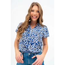 BUDMIL Rövid ujjú blúz Női XS kék-fehér 20770073-002251-0199