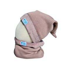  Bundás téli csomós sapka, barna inv babasapka, sál