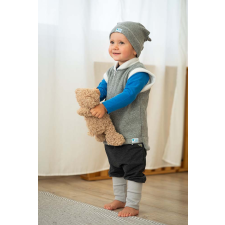  Bundás téli csomós sapka, flíz, sötétszürke babasapka, sál