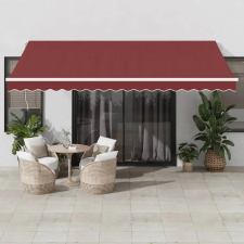  Burgundi vörös kézzel kihúzható LED-es napellenző 450 x 350 cm kerti bútor