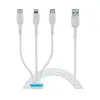 Bwoo Kábel: BWOO X173 - 3in1 kábel - (USB - Lightning / Type-C / MicroUSB) fehér kábel 3A, 1 m