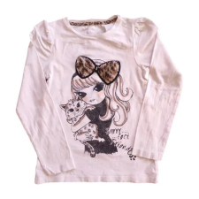  C&amp;A fehér mintás kislány hosszú ujjú felső (méret: 122) gyerek póló