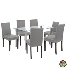  Cadiz 6+1 étkező garnitúra fehér-szürke bútor