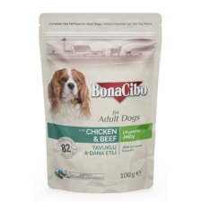 CAGATAY BONACIBO POUCH - WET ADULT DOG FOOD - CHICKEN & BEEF 100g kutyaeledel