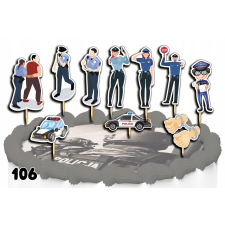 CAKE TOPPERS dekorációs készlet - POLICE POLICEMAN 10db. party kellék