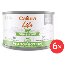Calibra Cat Life nyúlhúsos konzerv eledel érzékeny emésztésű macskáknak, 6 × 200 g macskaeledel