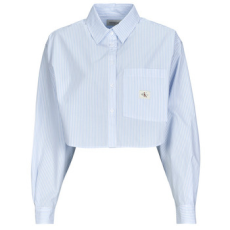 Calvin Klein Jeans Ingek / Blúzok WOVEN LABEL CROPPED SHIRT Kék EU XL