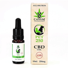 Canem CBD olaj 2.5% 250mg 10ml Állatoknak (kutyáknak macskáknak) vitamin és táplálékkiegészítő