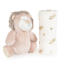 Cangaroo Babatakaró díszdobozban, plüss játékkal - Bézs Oroszlán babaágynemű, babapléd