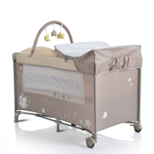  Cangaroo Moni Sleepy multifunkciós utazóágy, emelőbetéttel, kerekekkel - Beige utazóágy