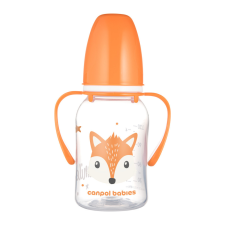  Canpol babies Keskeny nyakú cumisüveg fogantyúval CUTE ANIMALS 120ml róka cumisüveg