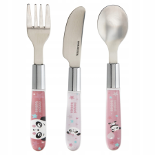 Canpol Babies Rozsdamentes acél, evőeszköz készlet - pink babaétkészlet