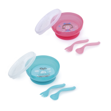 Canpol babies tál evőeszközökkel és fedővel 350ml TOYS babaétkészlet