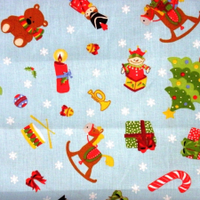Canvas KISKARÁCSONY, karácsonyi mintás pamutvászon - kék karácsonyi textilia