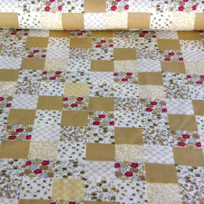 Canvas Kiskockás, bézs patchwork mintás pamutvászon méteráru