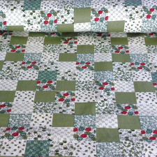 Canvas Kiskockás, zöld patchwork mintás pamutvászon méteráru