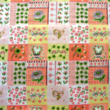 Canvas MARIKA, narancs, katicás, patchwork mintás pamutvászon méteráru