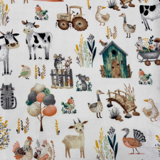 Canvas NEW FARM, farm mintás extra széles pamutvászon méteráru