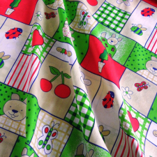 Canvas NYUSZKÓ, patchwork, nyuszis, gyerekmintás pamutvászon, zöld méteráru