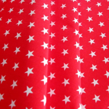 Canvas STAR, fehér csillag mintás piros pamutvászon méteráru