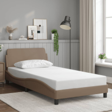cappuccino színű műbőr ágykeret fejtámlával 100x200 cm ágy és ágykellék
