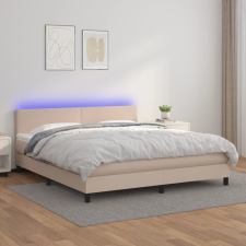  cappuccino színű műbőr rugós ágy matraccal és LED-del 160x200cm ágy és ágykellék