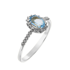 Capri Grotta Azurro Topáz és Gyémánt 14kt 0.54ct Eljegyzési gyűrű gyűrű
