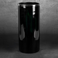  Capri műüveg váza fém peremmel Fekete/zöld 21x21x45 cm dekoráció