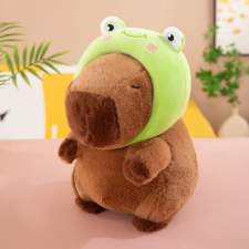  Capybara plüss játék aranyos békakalappal-25cm plüssfigura