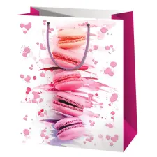 Cardex : Exkluzív macaron mintás nagy ajándéktáska 26x13x33cm party kellék