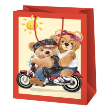 Cardex Maci család motorkerékpáron mintás közepes ajándéktáska 18x10x23cm ajándéktasak
