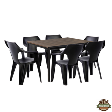  Carter 6+1 kerti bútor garnitúra szett dió-grafit kerti bútor