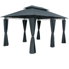 Casaria Topas kerti pavilon függönnyel 50+ UV védelem antracit 3x4 m (994678) kerti bútor