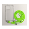 CASE AND PRO iPhone 15 Pro TPU+PC átlátszó tok, zsinórral, akasztóval, neon zöld (FEST-IPH15PR-NE)