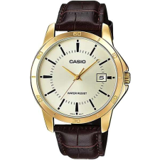 Casio Casio férfi arany kvarc óra dátummal és bőr szíjjal karóra