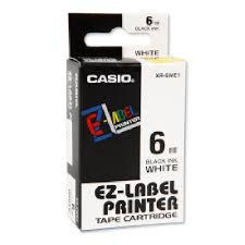 Casio Cimkéző, feliratozó szalag, 6 mm, fehér, XR 6 WE1 pénztárgépszalag