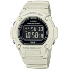 Casio W-219HC-8BVDF férfi digitális karóra, krémszínű szíj, WR50, LED karóra