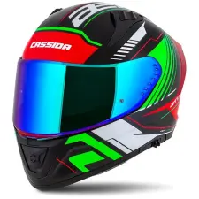 CASSIDA Aero Drome 2025, metálfekete/piros/zöld/fehér, 2XL bukósisak