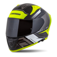 CASSIDA Aero Drome zárt motorkerékpár sisak fekete-fluo sárga-fehér-szürke- bukósisak
