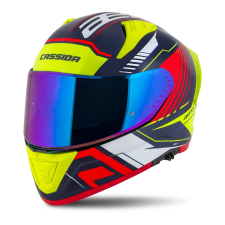 CASSIDA Aero Drome zárt motoros bukósisak gyöngyház kék-sárga-narancssárga-piros-fehér bukósisak