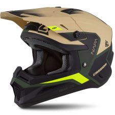 CASSIDA Cross Cup 2 Napa motokrossz bukósisak matt homokos-zöld-fluo sárga-fekete bukósisak