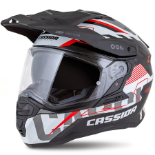 CASSIDA Road Runner TechniX enduro sisak fehér-fekete-piros-szürke bukósisak