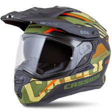 CASSIDA Road Runner TechniX enduro sisak matt zöld-fekete-narancssárga-szürke bukósisak