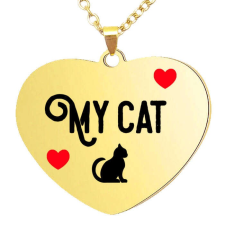 CAT I love my Cat medál lánccal, választható több formában és színben nyaklánc