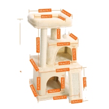  Cat Tree House, 3 szintű karcolóoszlopok, hangulatos lakások, AMT0014BG, mint kép macskabútor