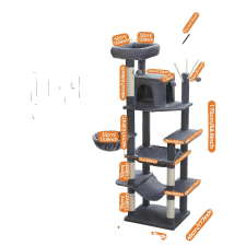  Cat Tree Tower, többszintes kialakítás, kényelmes függőágy, AMT0240DGY, XL macskabútor
