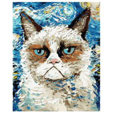 CAT Van Gogh - Grumpy Cat - Számfestő készlet, kerettel (30x40 cm) kreatív és készségfejlesztő