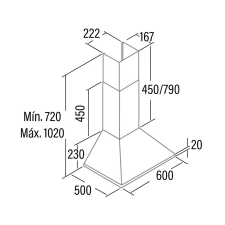 Cata Omega 600 Páraelszívó - 60cm, Fehér, LED Világítás páraelszívó
