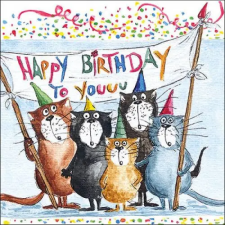  Cats Birthday papírszalvéta 33x33cm, 20db-os konyhai eszköz